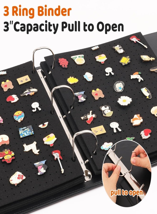 HYRAUL Enamel Pin Display Binder with 10 Felt Pages, PU Leather Pin Holder, Large Collection Storage Organizer Book, 3 Ring Pin Display Folder, Black (Not Include any Accessories) - Image 4