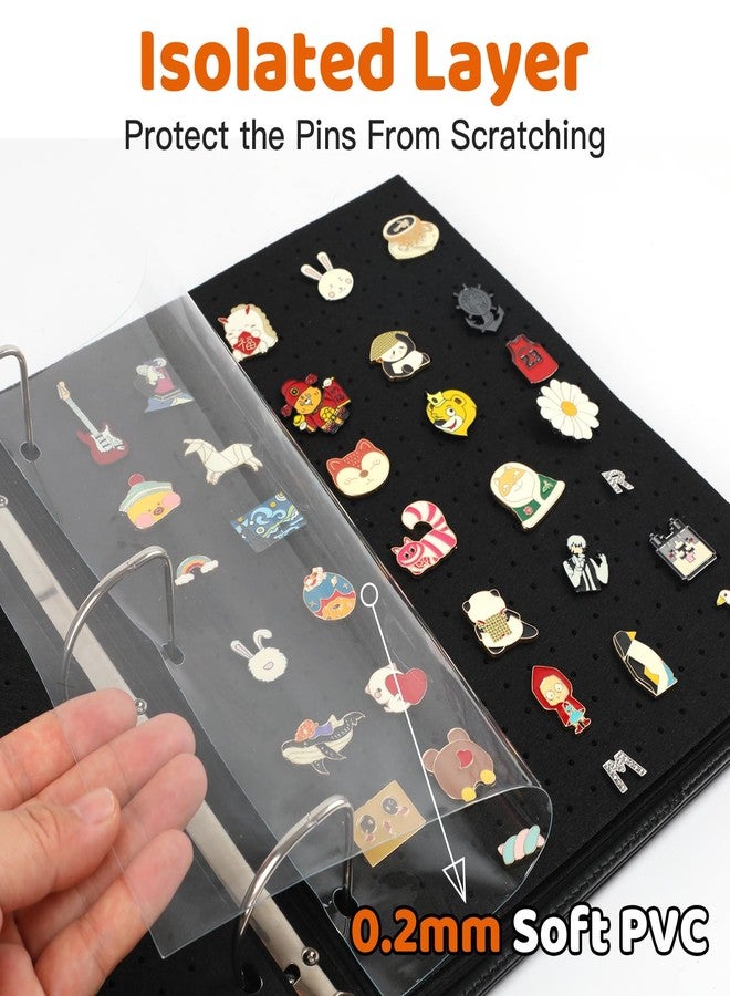 HYRAUL Enamel Pin Display Binder with 10 Felt Pages, PU Leather Pin Holder, Large Collection Storage Organizer Book, 3 Ring Pin Display Folder, Black (Not Include any Accessories) - Image 5