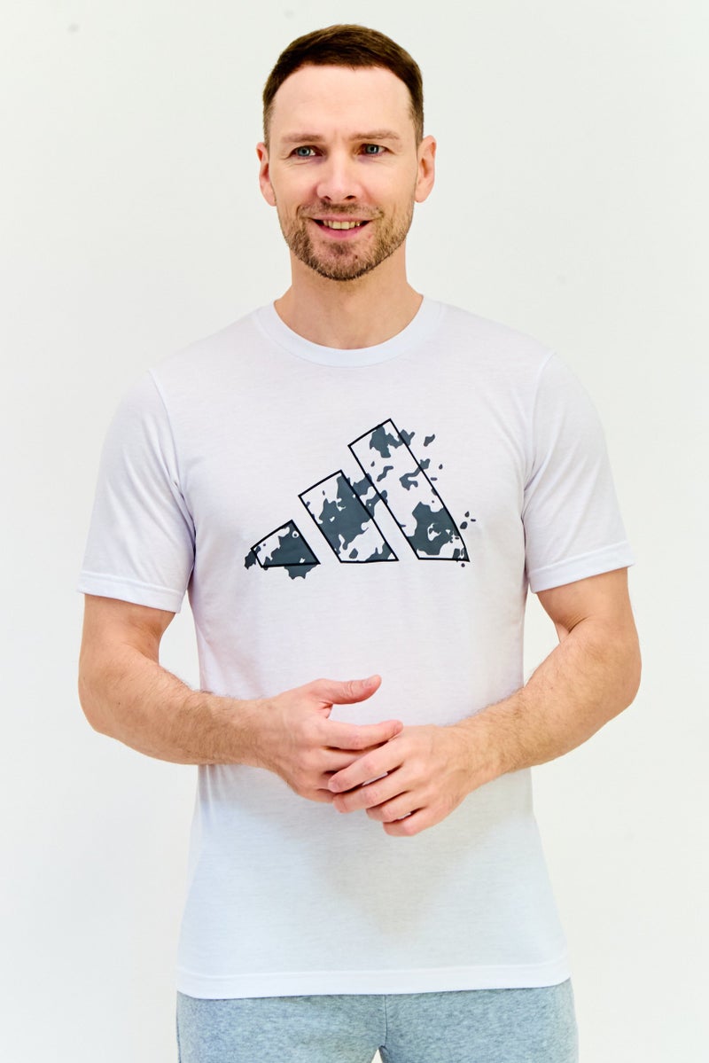 Adidas Men Regular Fit Short Sleeves Training T-Shirt, White - Image 1