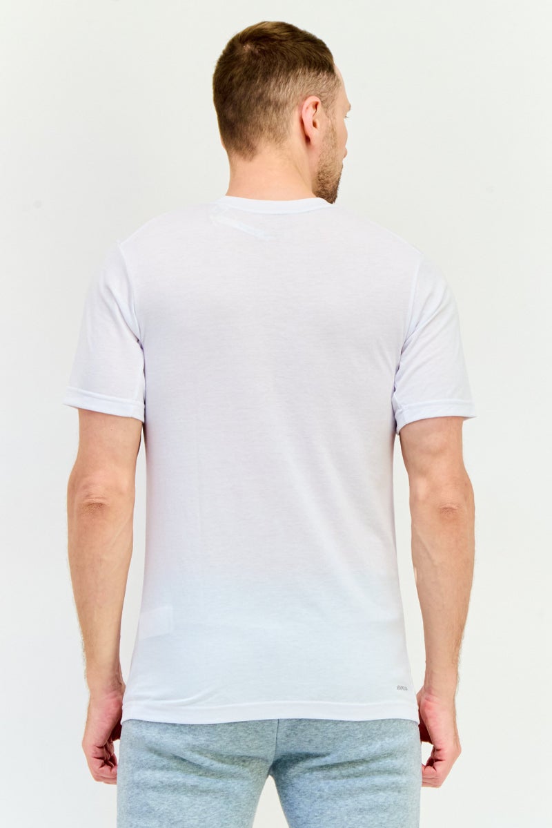 Adidas Men Regular Fit Short Sleeves Training T-Shirt, White - Image 3