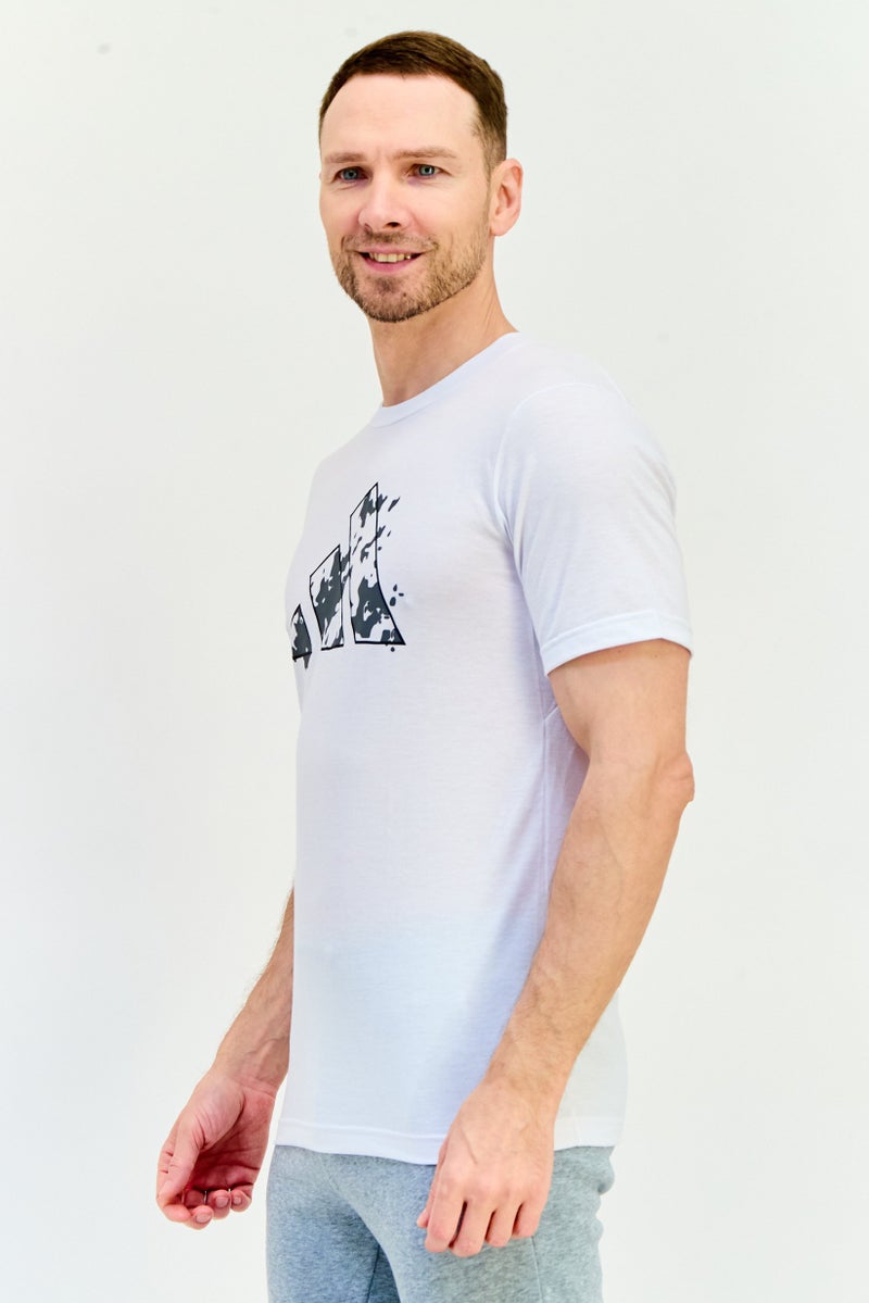 Adidas Men Regular Fit Short Sleeves Training T-Shirt, White - Image 2