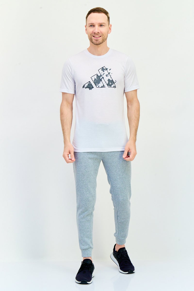 Adidas Men Regular Fit Short Sleeves Training T-Shirt, White - Image 4