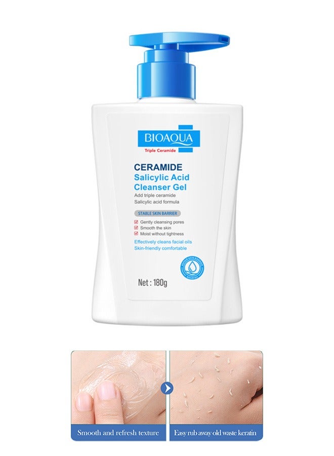 BIOAOUA Salicylic Acid Cleansing Gel Cleanser, Gentle Oil Control and Exfoliating Face Wash, Non Comedogenic and Fragrance Free - Image 1