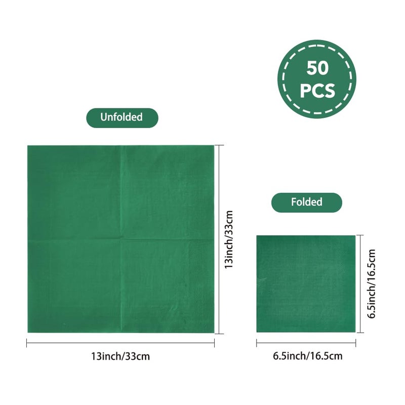 Ottin Solid Emerald Green Paper Dinner Napkins 6.5'' Disposable Luncheon Napkins 50 Count for Birthday Wedding Saint Patrick's Day Party Everyday Lunch Dinner Event Earth Day Fathers Day Juneteenth - Image 1