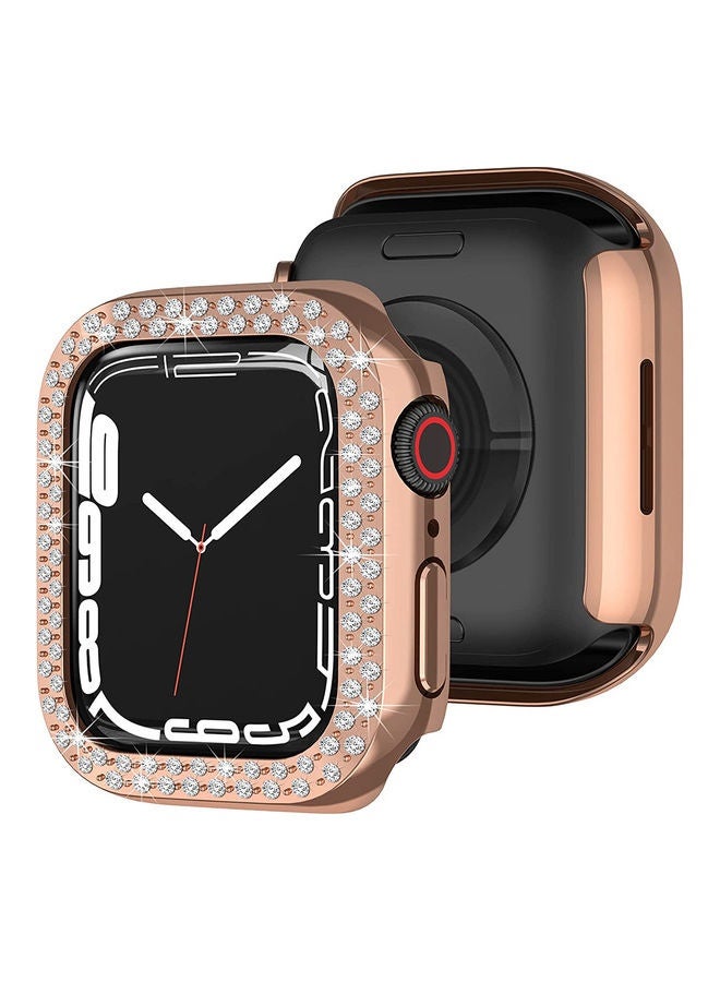 Beauenty Protective Diamond Crystal Bumper Cover for Apple Watch 7 45mm Rose Gold - Image 1