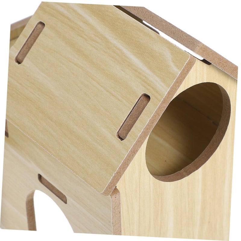 Medium Wooden Hamster Hideout Safe Small Shelter For Dwarf Hamsters Gerbils With Charming House Design - Image 4