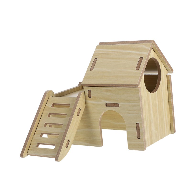Medium Wooden Hamster Hideout Safe Small Shelter For Dwarf Hamsters Gerbils With Charming House Design - Image 2