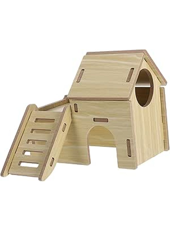 Medium Wooden Hamster Hideout Safe Small Shelter For Dwarf Hamsters Gerbils With Charming House Design - Image 1