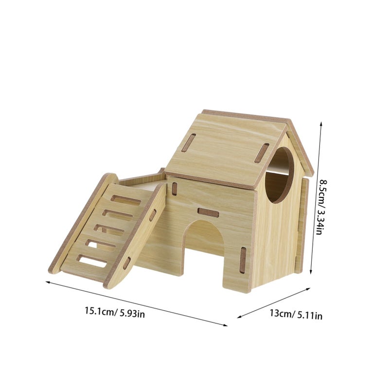 Medium Wooden Hamster Hideout Safe Small Shelter For Dwarf Hamsters Gerbils With Charming House Design - Image 3
