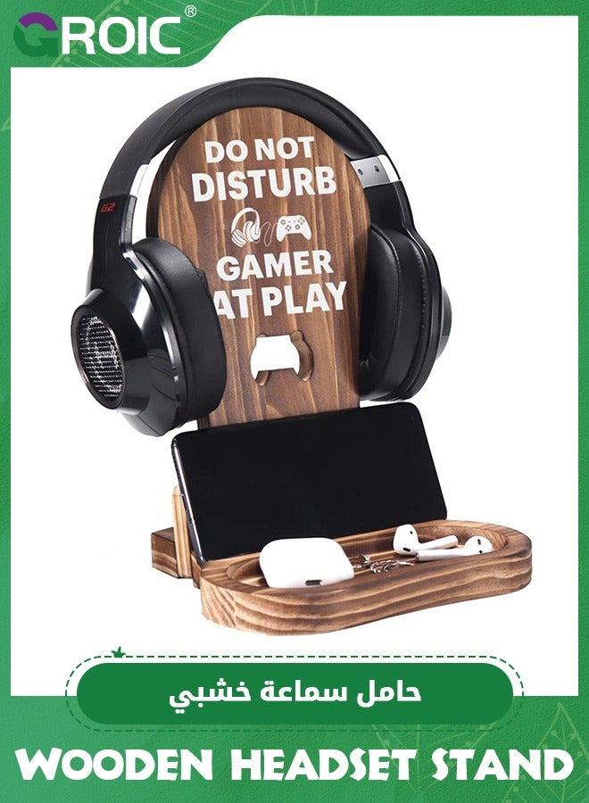 GROIC Gamer Gifts for Teenage Boys, Gaming Christmas Birthday Gifts for Men Son Boyfriend Husband Game Lover, Gamer Room Decor for Man, Wood Headset Stand for Gaming Desk Decor - Image 1