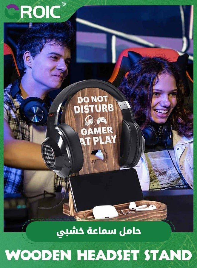 GROIC Gamer Gifts for Teenage Boys, Gaming Christmas Birthday Gifts for Men Son Boyfriend Husband Game Lover, Gamer Room Decor for Man, Wood Headset Stand for Gaming Desk Decor - Image 3
