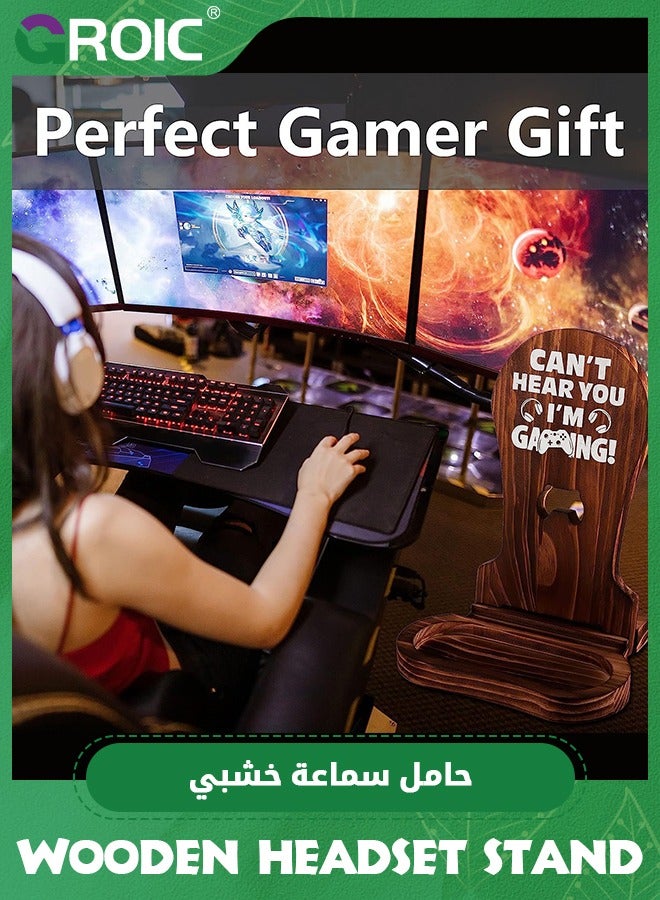 GROIC Gamer Gifts for Teenage Boys, Gaming Christmas Birthday Gifts for Men Son Boyfriend Husband Game Lover, Gamer Room Decor for Man, Wood Headset Stand for Gaming Desk Decor - Image 2
