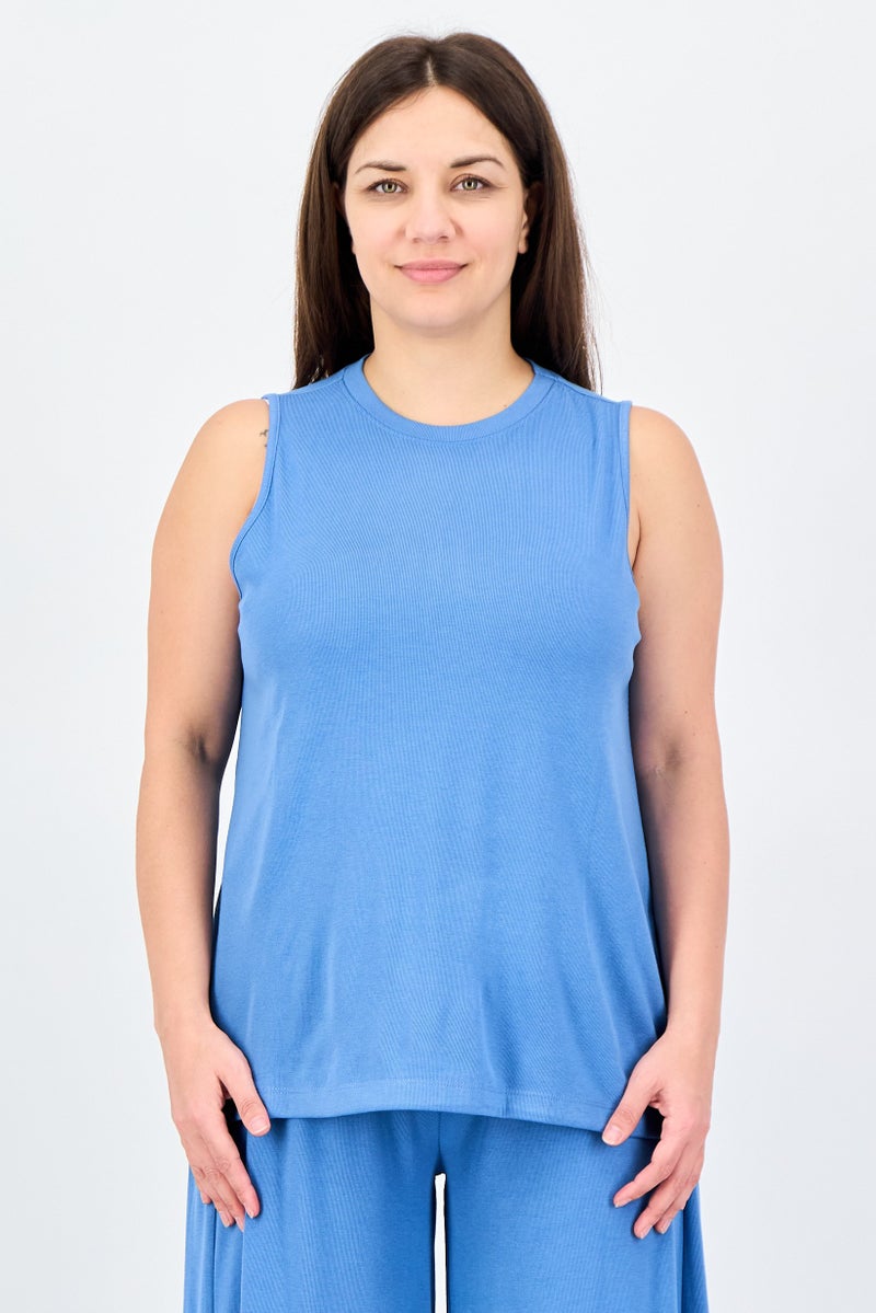 ANNE KLEIN Women 2Pcs Sleeveless Top And Pants Set, Blue - Image 2