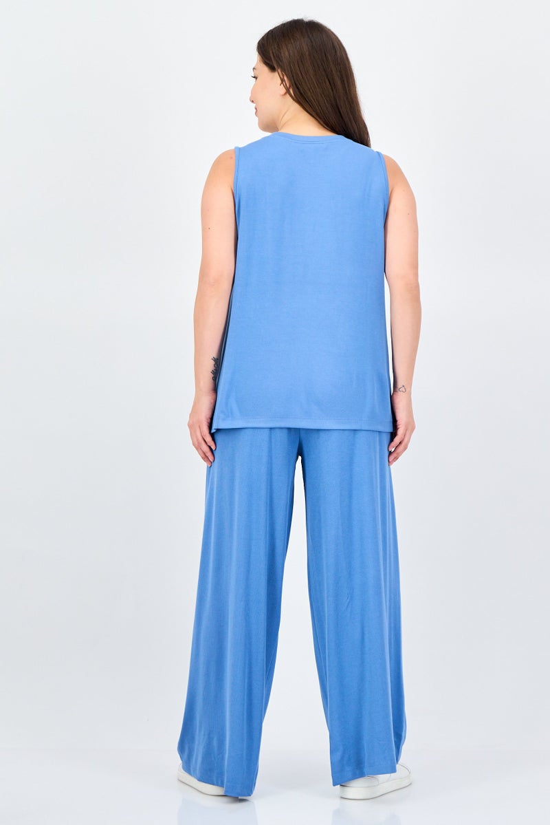 ANNE KLEIN طقم نسائي مكون من قطعتين بلا أكمام، أزرق - Image 4
