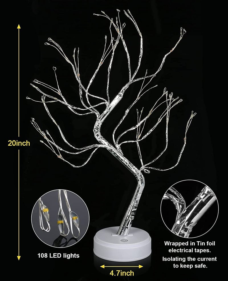 MINDRISERS Tabletop Bonsai Tree Light LED Tree Lamp Fairy Light Tree with 8 Modes 6 Hrs Timer Artificial Tree with Lights USB Battery Operated Lighted Bird Tree Indoor for Home Decoration