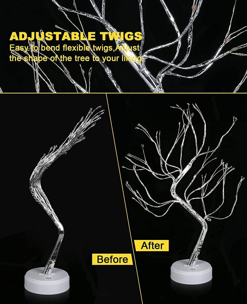 MINDRISERS Tabletop Bonsai Tree Light LED Tree Lamp Fairy Light Tree with 8 Modes 6 Hrs Timer Artificial Tree with Lights USB Battery Operated Lighted Bird Tree Indoor for Home Decoration