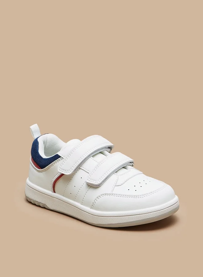 جونيورز Boys Solid Sneakers with Hook and Loop Closure