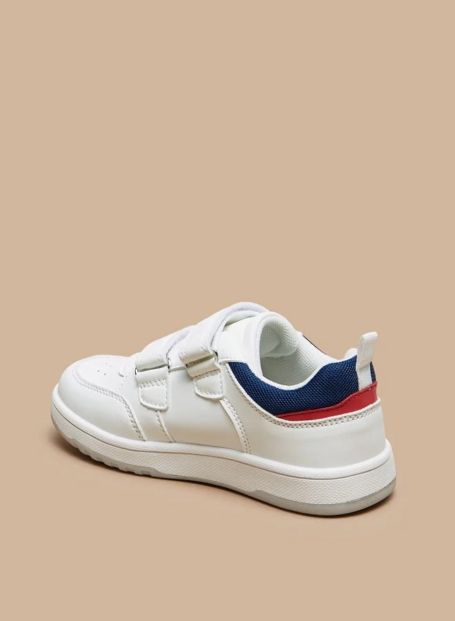 جونيورز Boys Solid Sneakers with Hook and Loop Closure