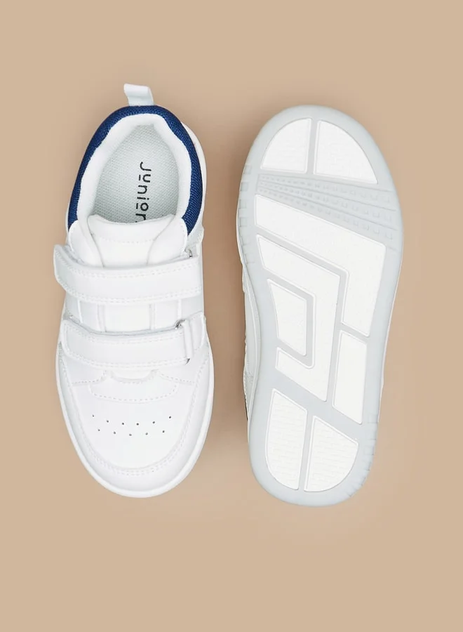 جونيورز Boys Solid Sneakers with Hook and Loop Closure