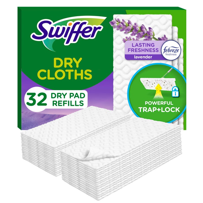 Swiffer Sweeper Dry Sweeping Pad Multi Surface Refills for Dusters Floor Mop with Febreze Lavender 32 count