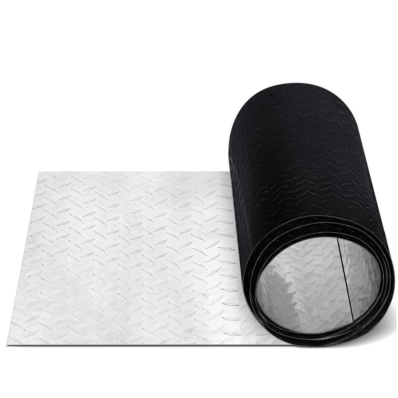 Yaocom 1pcs 12'' x 120'' Black Diamond Plate Sheet Metal Heavy Duty Tread Aluminum Sheet Diamond Cross Pattern Plate for Wall Covering, Cargo Trailer, RV and More - Image 1