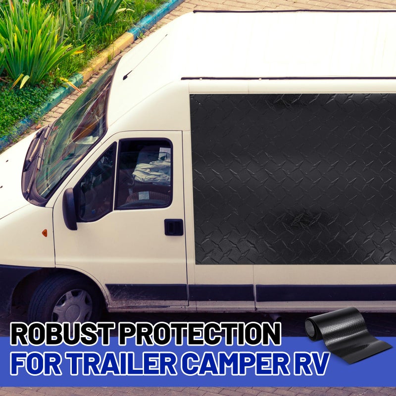 Yaocom 1pcs 12'' x 120'' Black Diamond Plate Sheet Metal Heavy Duty Tread Aluminum Sheet Diamond Cross Pattern Plate for Wall Covering, Cargo Trailer, RV and More - Image 5