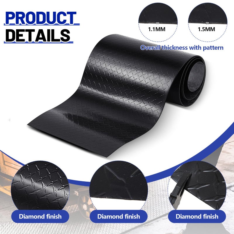 Yaocom 1pcs 12'' x 120'' Black Diamond Plate Sheet Metal Heavy Duty Tread Aluminum Sheet Diamond Cross Pattern Plate for Wall Covering, Cargo Trailer, RV and More - Image 3