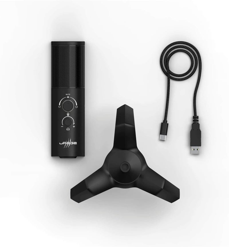 uRage Stream 750 HD USB Streaming Microphone with LED Ring Light, Condenser Mic for PC/Mac/PS4, Volume Control, Mute Button, 3.5mm Headphone Jack, Metal foot, Aluminum Case, Gaming/Podcast - Image 3