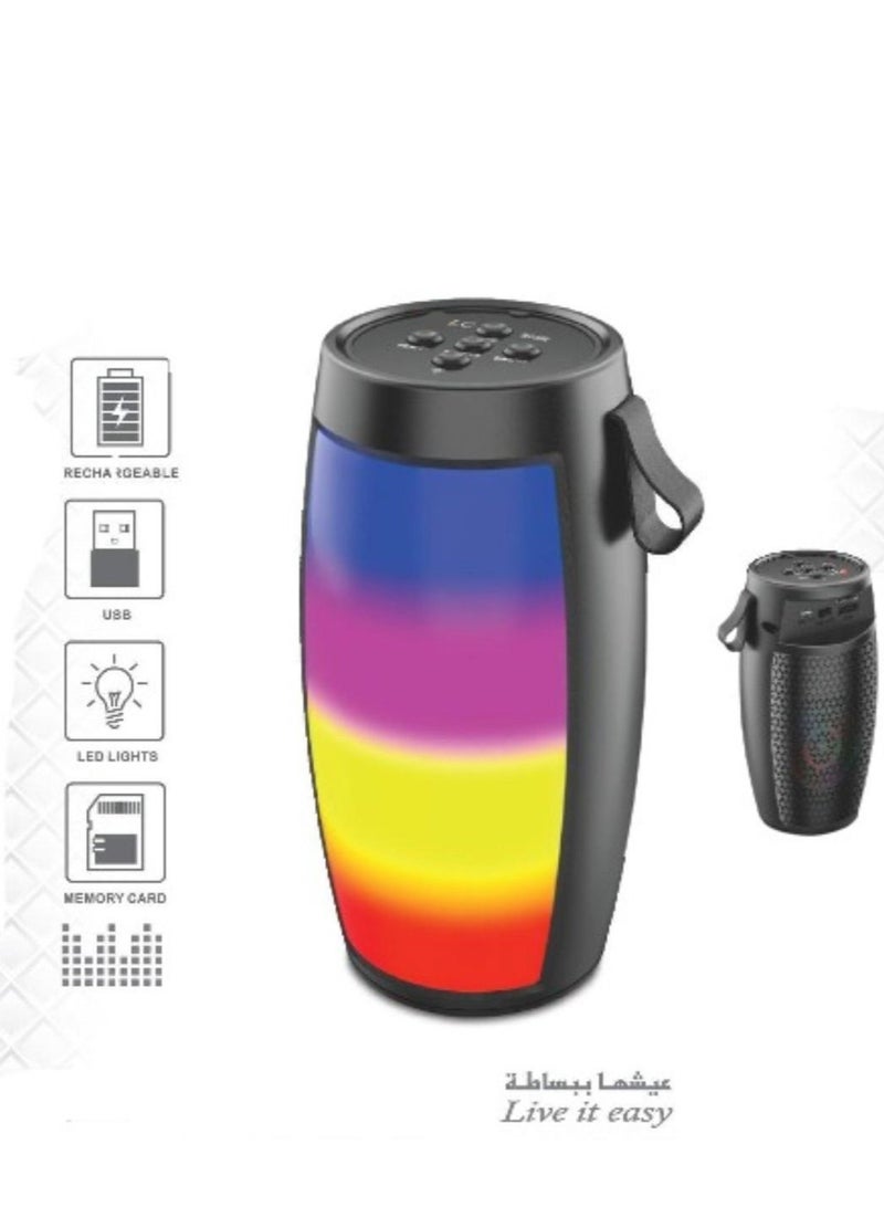 LC Portable Bluetooth Speaker with LED Lights USB Rechargeable and Memory Card Support - Image 3