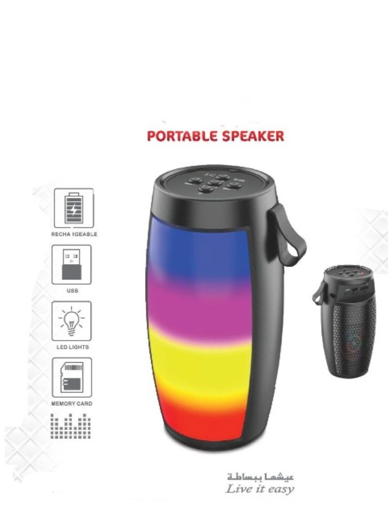 LC Portable Bluetooth Speaker with LED Lights USB Rechargeable and Memory Card Support - Image 1