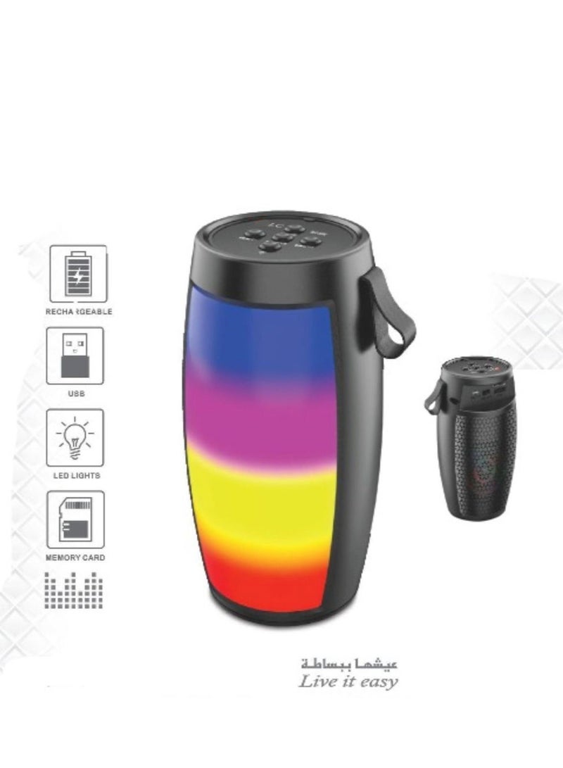 LC Portable Bluetooth Speaker with LED Lights USB Rechargeable and Memory Card Support - Image 2