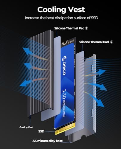 ORICO NVMe SSD 1TB M.2 with Heatsink, Up to 3100MB/s PCIe Gen3x4 2280 Internal Solid State Drive, SLC Cache 3D NAND, Compatible with Laptop and PC Desktops -J10 - Image 3