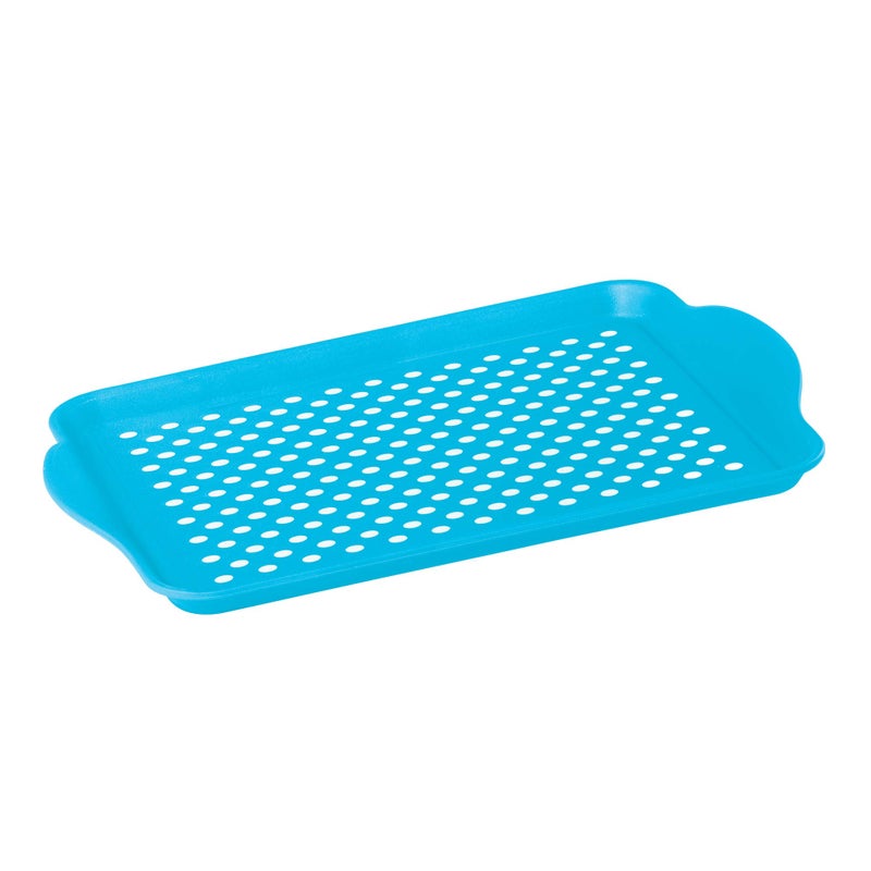 OGGI Anti Slip Serving Tray with Handles Blue Rectangle Serving Tray  Ideal for Eating Breakfast Food Tray Appetizer Serving