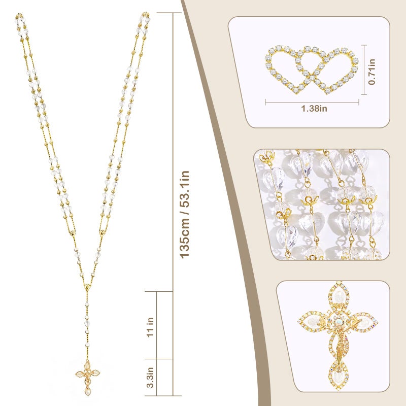 ESNOY Wedding Lasso with Heart Box, Lazos Para Bodas Catolica, Lasso for Weddings Ceremony, Mexican Weddings Crystal Rosary,Lazo De Bodas Para Los Novios - Image 2