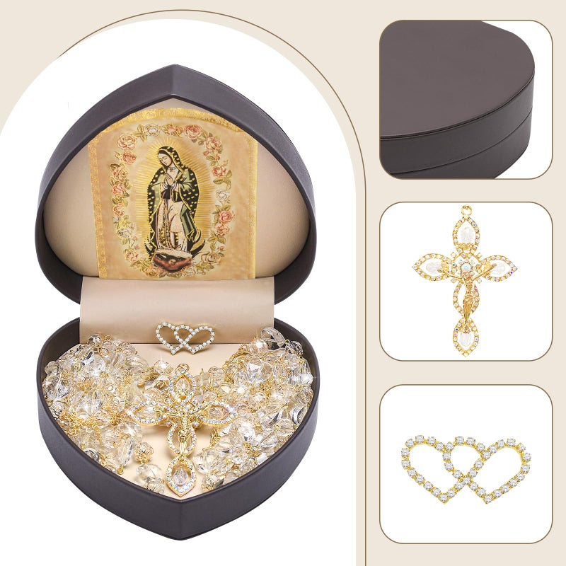 ESNOY Wedding Lasso with Heart Box, Lazos Para Bodas Catolica, Lasso for Weddings Ceremony, Mexican Weddings Crystal Rosary,Lazo De Bodas Para Los Novios - Image 3