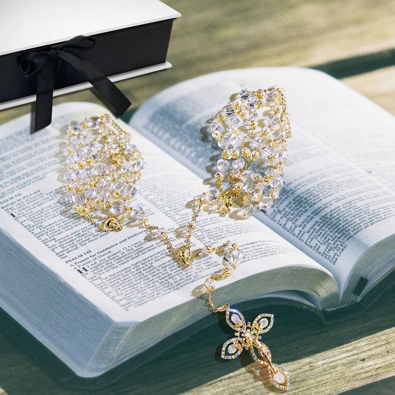 ESNOY Wedding Lasso with Heart Box, Lazos Para Bodas Catolica, Lasso for Weddings Ceremony, Mexican Weddings Crystal Rosary,Lazo De Bodas Para Los Novios - Image 5