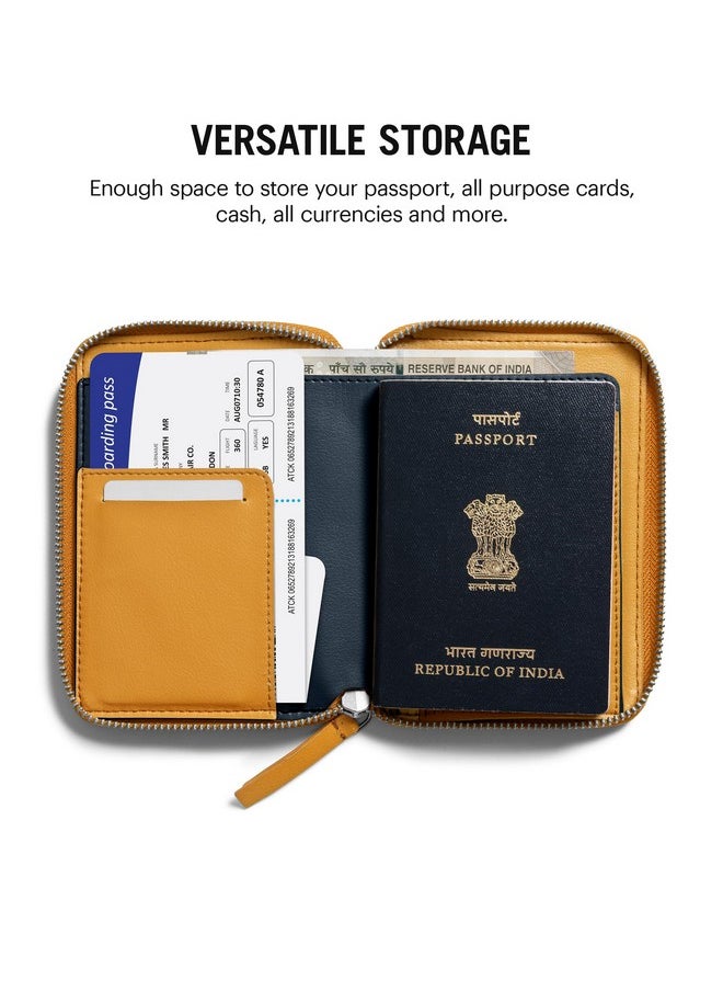 DailyObjects DailyObjects Check-In Travel Passport Wallet Cover for Men and Women | Passport Cover with Zip Around Closure made of Vegan Leather | Passport Holder with Credit Debit Card Slots - Yellow  - Image 4