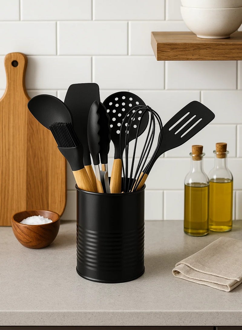 لوفت حامل ملاعق، مجموعة من 7 قطع، أسود - حديد - 189394 - Image 1