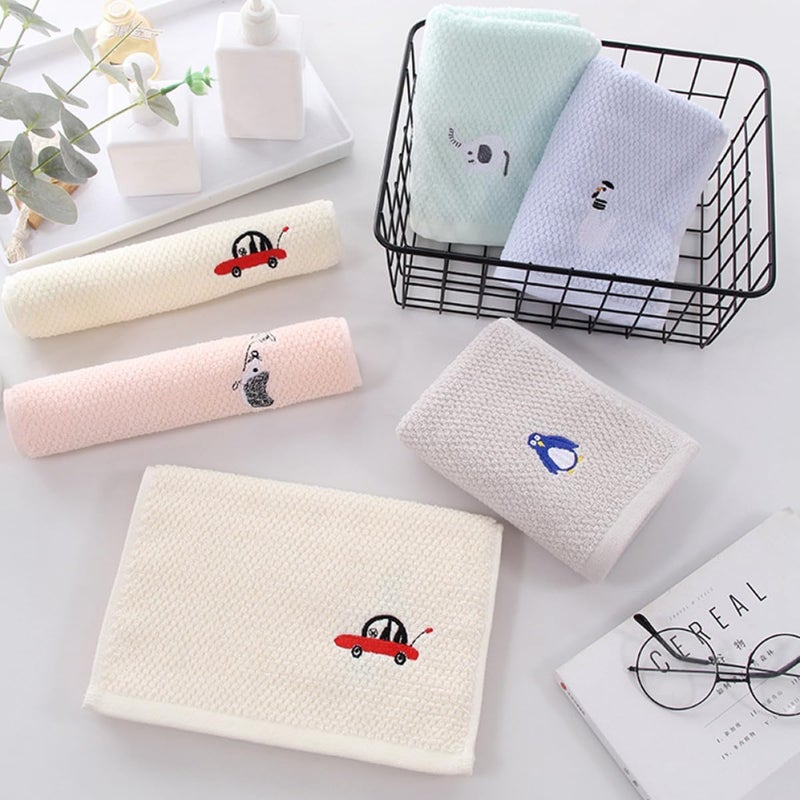 Cotton Washcloths Facial Washing Towels 5pcs Set Soft Absorbent Hand Towels for Home Use Multi-Color - Image 4