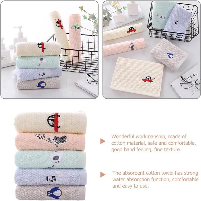 Cotton Washcloths Facial Washing Towels 5pcs Set Soft Absorbent Hand Towels for Home Use Multi-Color - Image 5