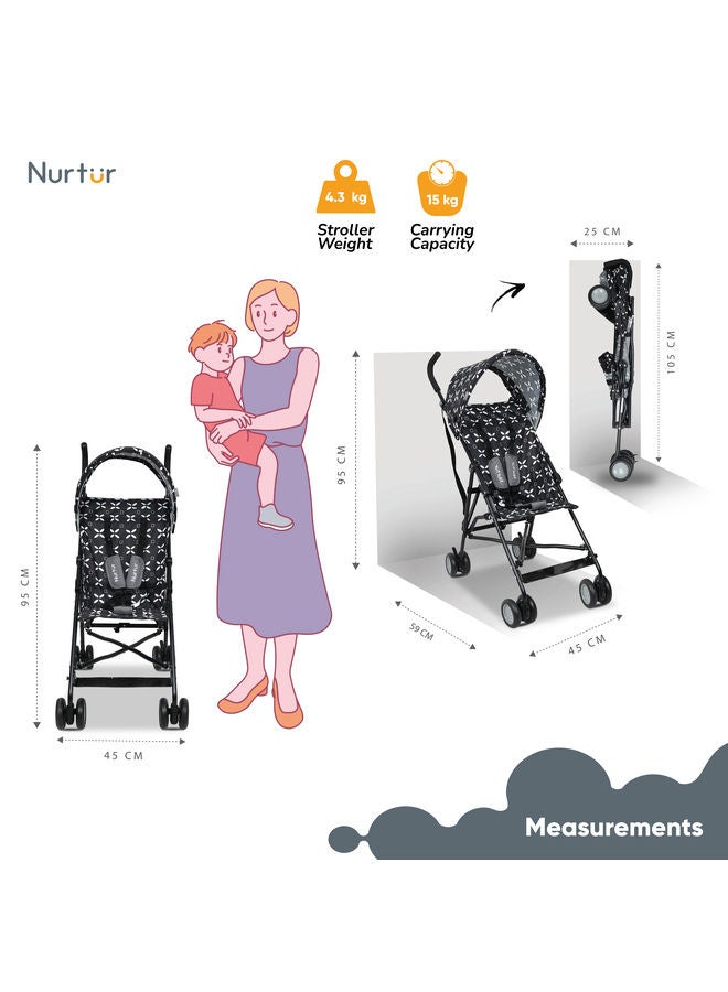 Nurtur Rex Buggy Stroller Multicolor Lightweight Stroller with Compact Fold Canopy Shoulder Strap 6 to 36 monthsMulticolor Official Product - Image 4