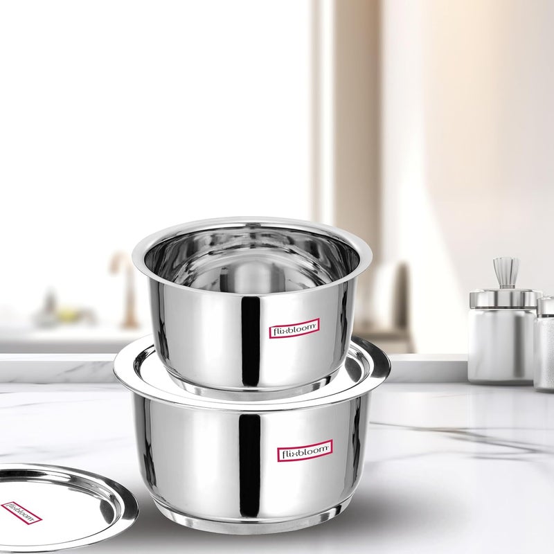 FLIXBLOOM مجموعة فليكس بلوم المختارة 12 لتر من الفولاذ المقاوم للصدأ ثلاثي الطبقات قاعدة سميكة صديقة للغاز الطبيعي أدوات المطبخ وعاء عميق مع غطاء - Image 1