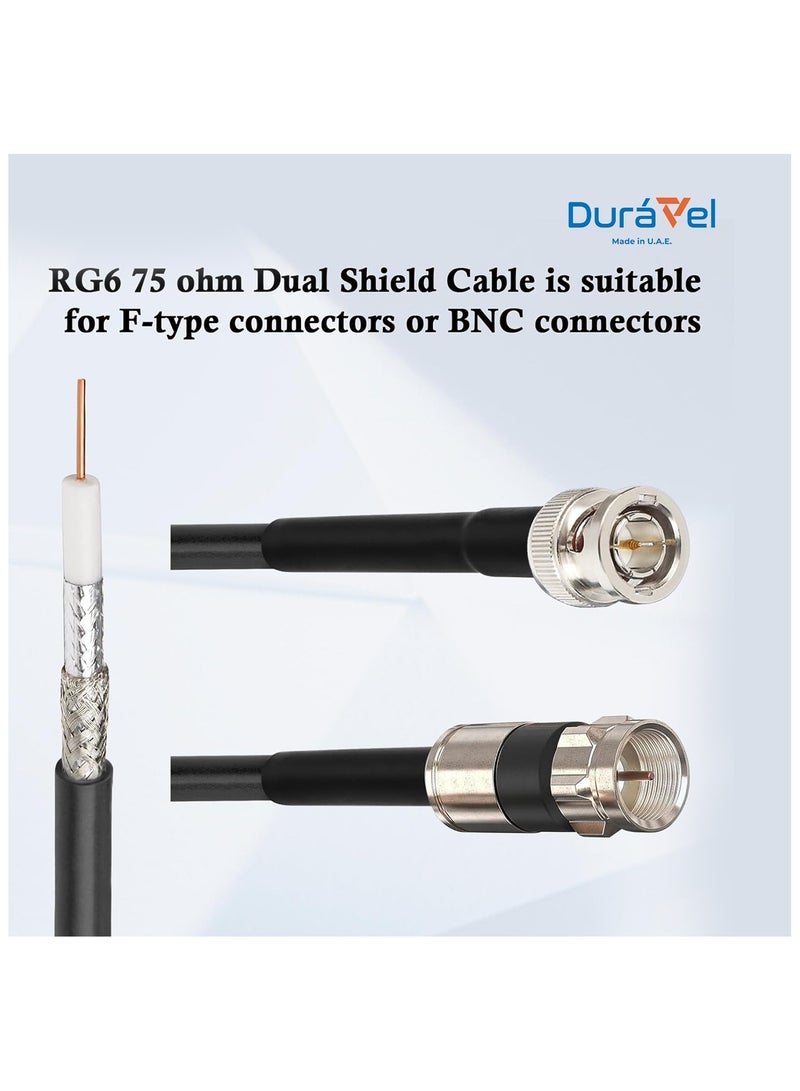 Duravel Duravel RG6U Coaxial Cable, Black PVC Jacket, Shielded TV Antenna Wire, 75 Ohms  - Image 2