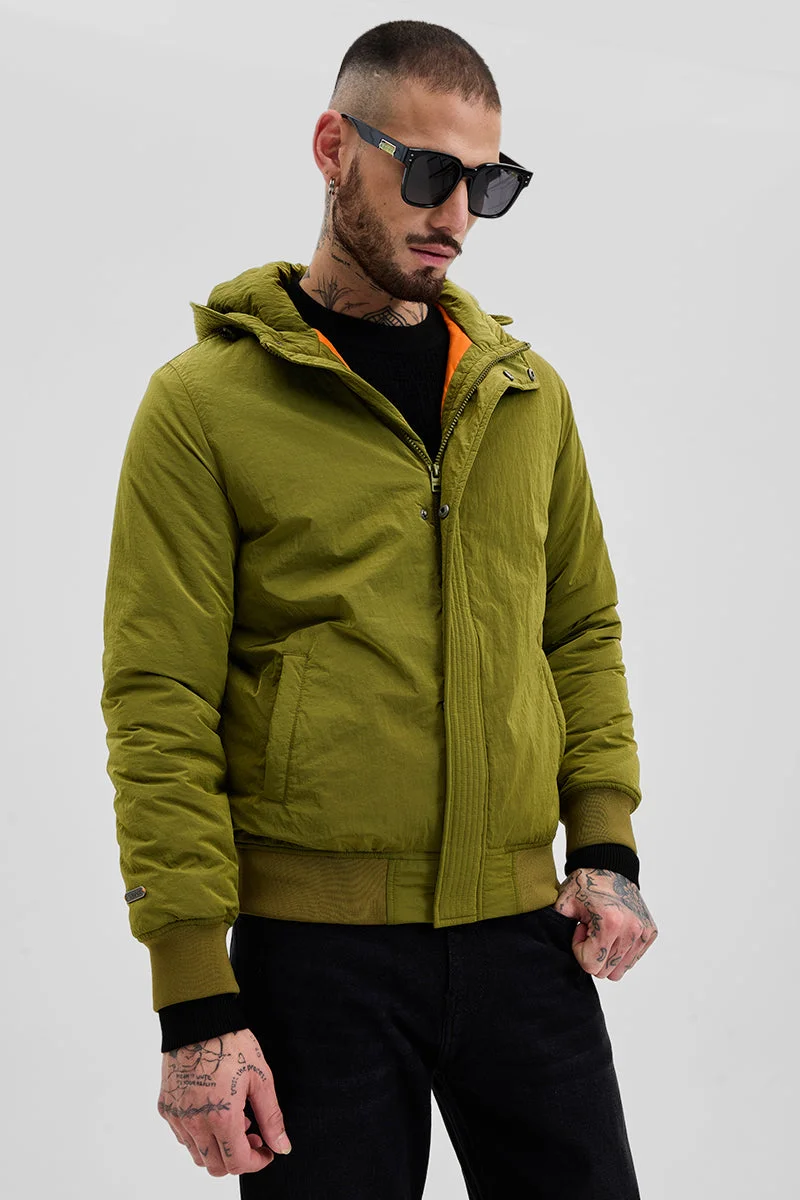 SNITCH Olive Hooded Puffer Jacket