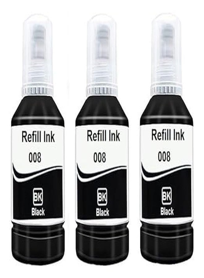 GPN PRINT 008 Black Refill Ink for Epson L6460/L6490/L6550/L6570/L6580/L11160/L15150/L15160 Printer (Black-3pcs) - Image 1