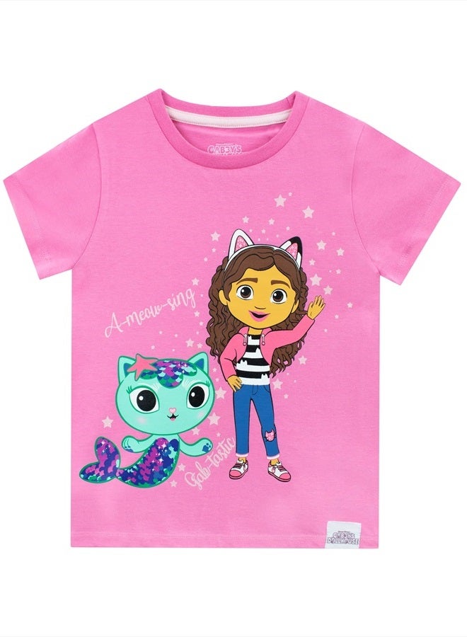 DreamWorks Gabby's Dollhouse T-Shirt Girls Gabbys Mercat Tee Short Sleeve Pink 6 - Image 1