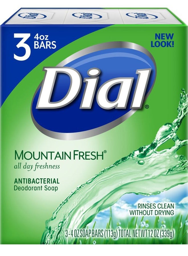 Dial Antibacterial Bar Soap, Mountain Fresh, 4 Ounce, 3 Bars - Image 1