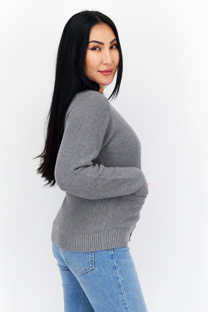 Lyle & Scott Women V-Neck Long Sleeve Embroidered Logo Cardigans, Grey  - Image 4