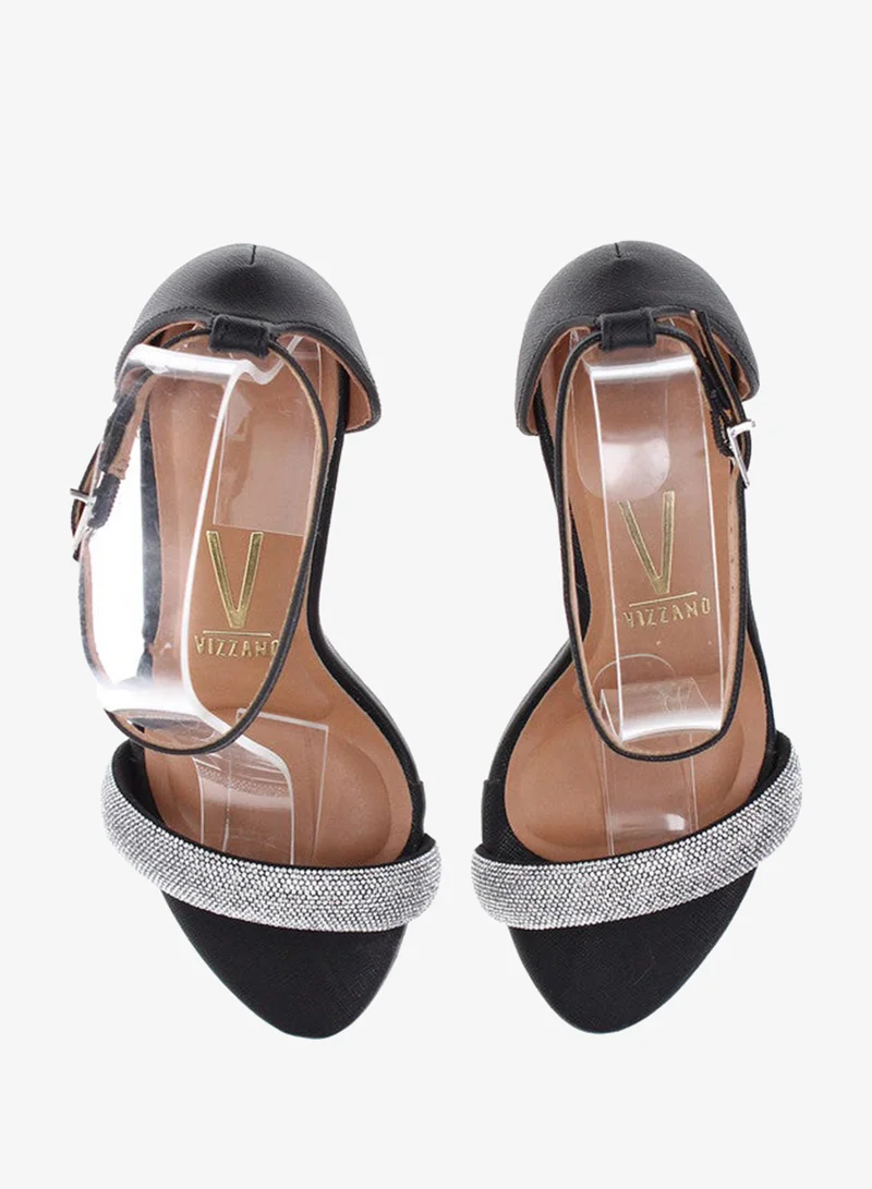 VIZZANO Black Block Heel Sandals for Women – Stylish Ladies Heels Sandals for Everyday Wear for Women | Best Price UAE