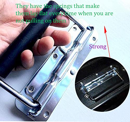 HOIGON 12 Pack Spring Loaded Handle, Surface Mounted Chest Pulls Handle with Rubber Grip, Spring Loaded Drop Handle for Flight Case, Tool Box, Cabinet, Boat - Image 4